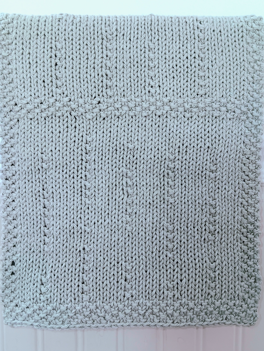 Handmade Handknit 100% Cotton Hand Towel Light Gray Raindrops On Windows Design
